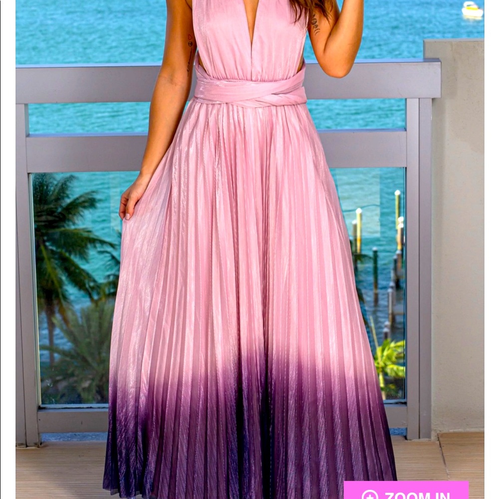 Lavender ombré multi tie maxi dress